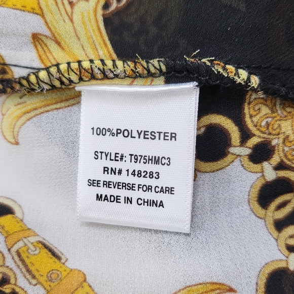 Hers & Mine Long Sleeve Wrap Crop Top Size Small Multicolor Print - Picture 4 of 7